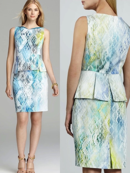 ANTONIO MELANI Dresses & Skirts - ANTONIO MELANI Sunny Fields Peplum Abstract Print Dress Fitted Silhouette Size 8